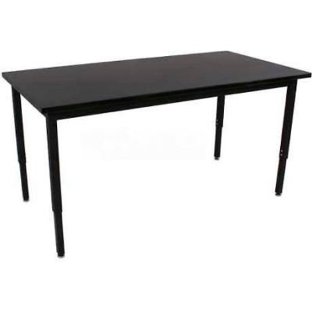 WISCONSIN BENCH Wisconsin Bench 24" x 60" Lobo Science Table - Phenolic Top - Adjustable Height - Black QSLOB8071-ADJ